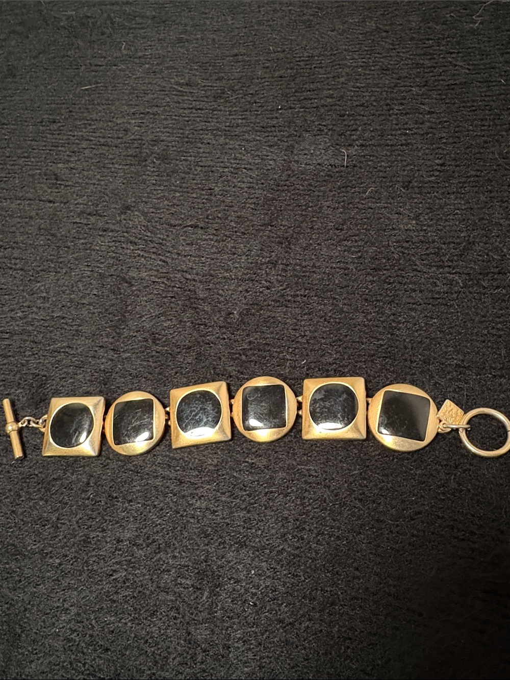 Anne Klein Gold-Tone Bracelet with Black Center Panels